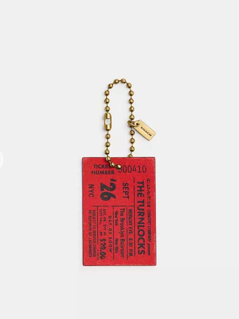 Coach Red Leather Ticket Key & Card Holder with Gold Ball Chain